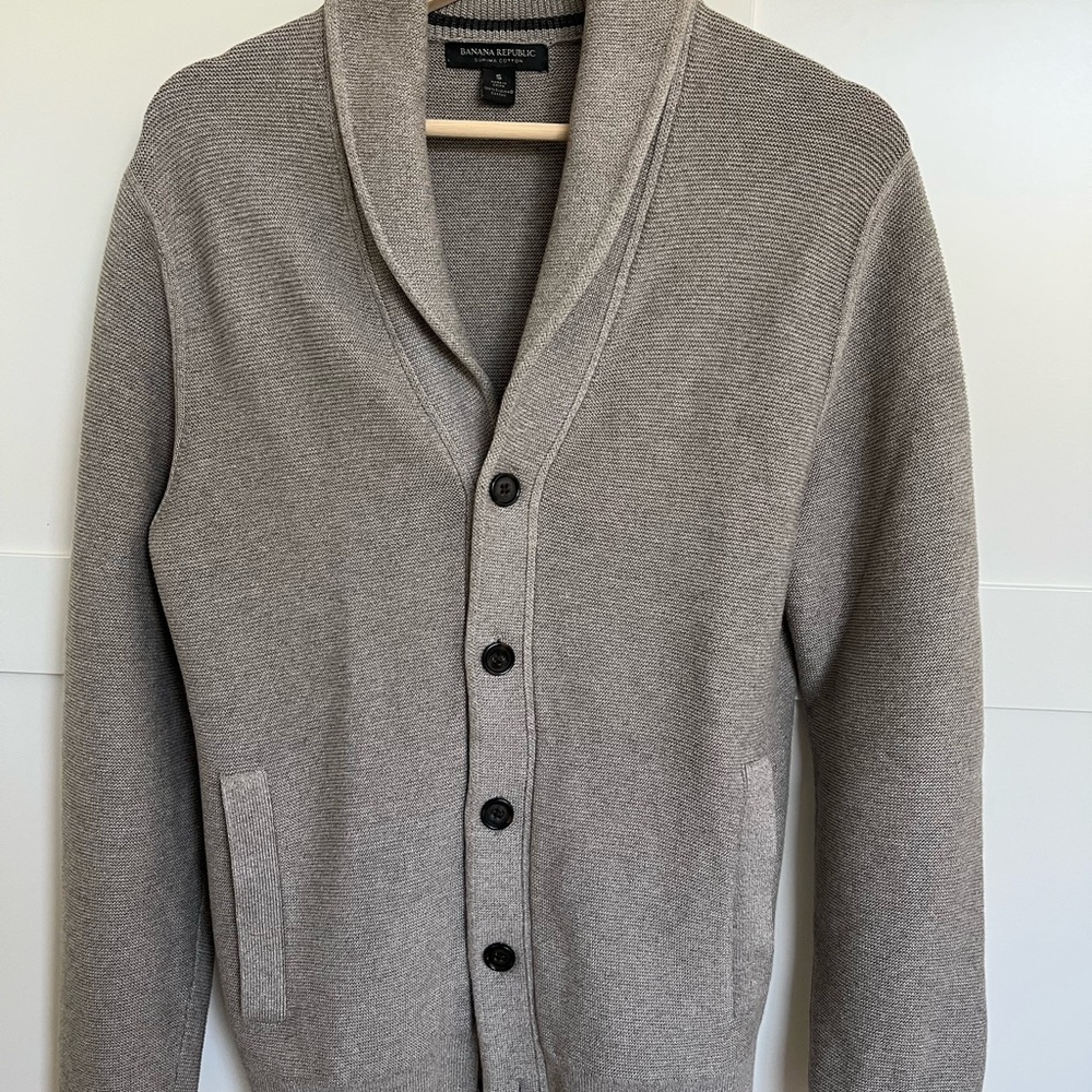 Men's Gray Shawl Collar Cardigan Sweater